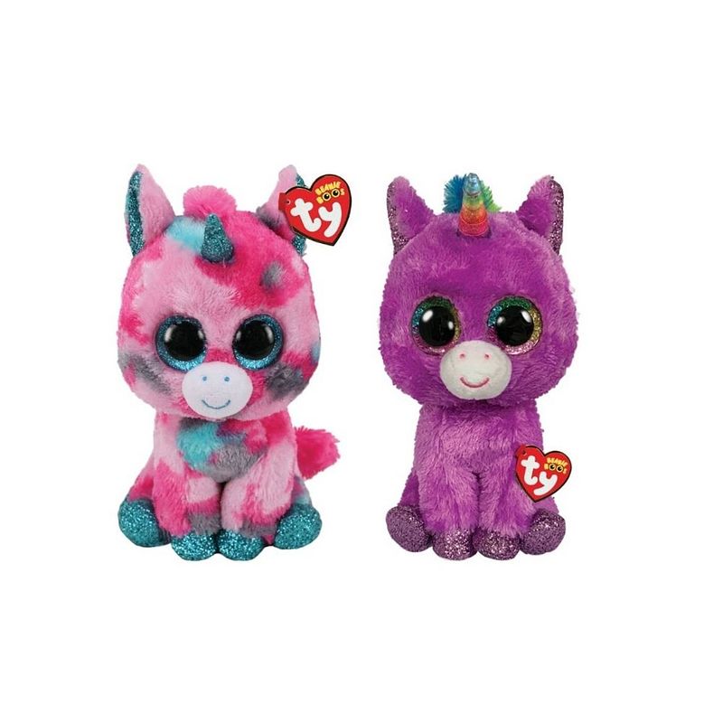 Foto van Ty - knuffel - beanie buddy - gumball unicorn & rosette unicorn