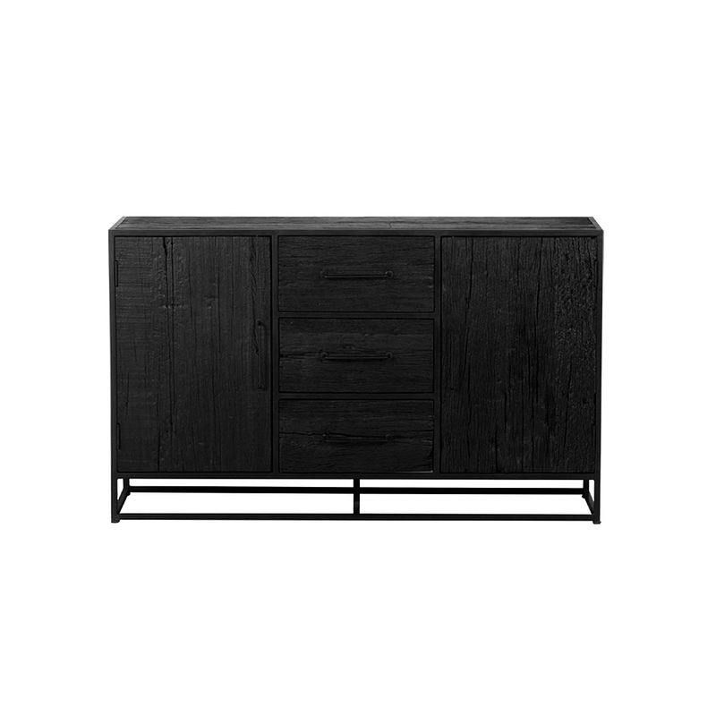 Foto van Giga meubel - dressoir zwart - hout / ijzer - 150cm - dressoir pure black