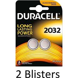 Foto van 4 stuks (2 blister a 2 st) duracell dl2032 knoopcelbatterij
