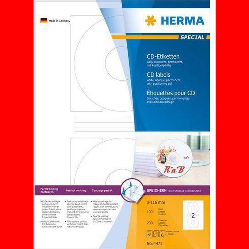 Foto van Herma cd labels white ø 116 superprint 200 pcs.