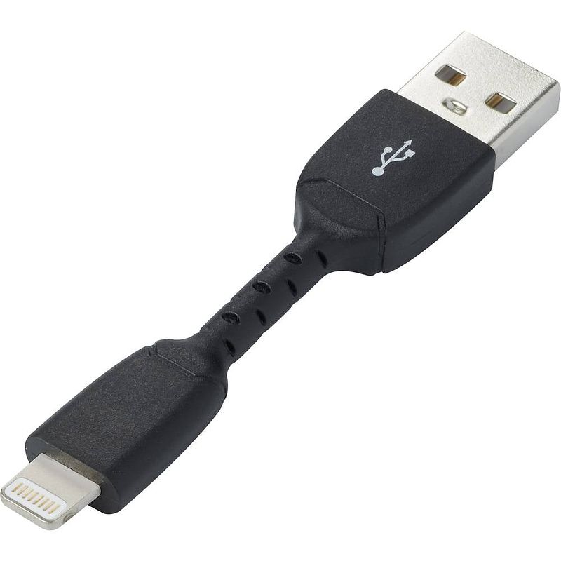 Foto van Renkforce usb-kabel usb 2.0 usb-a stekker, apple lightning stekker 0.05 m zwart rf-4260168