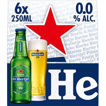 Foto van Heineken premium pilsener 0.0 bier draaidop fles 6 x 25cl bij jumbo