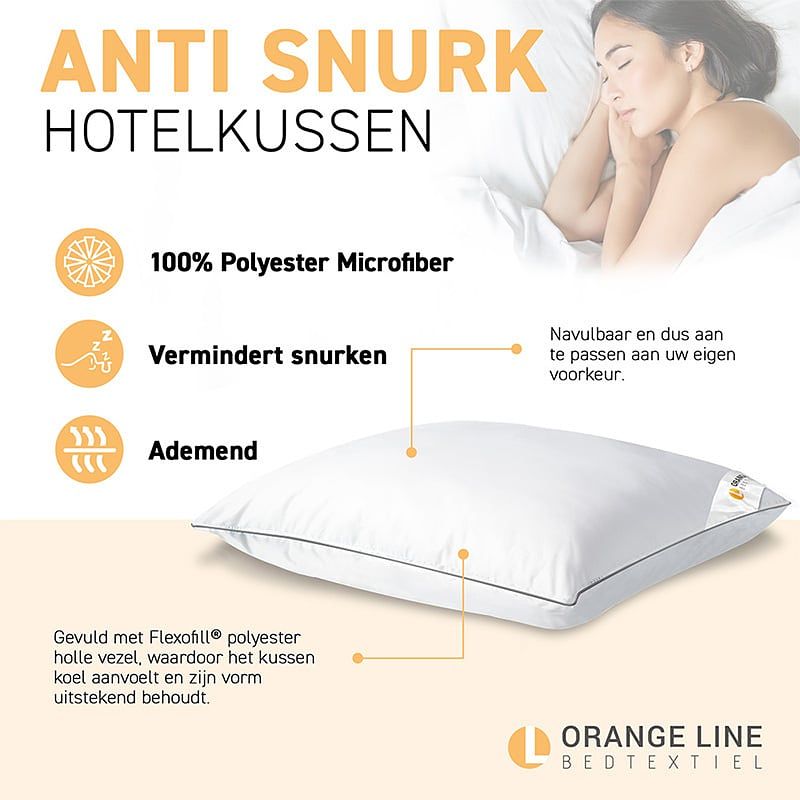 Foto van Hoofdkussen hotel - anti-snurk - geschikt voor zij- en rugslapers - dekbed-discounter.nl