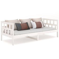 Foto van The living store massief grenenhouten slaapbank - wit - 203.5 x 96 x 68.5 cm - stevige lattenbodem