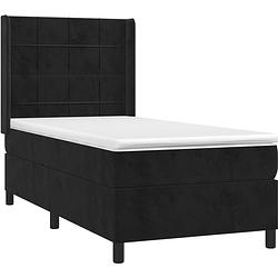 Foto van The living store boxspringbed - zwart fluweel - 203x103x118/128 cm - verstelbaar hoofdbord - pocketvering matras -