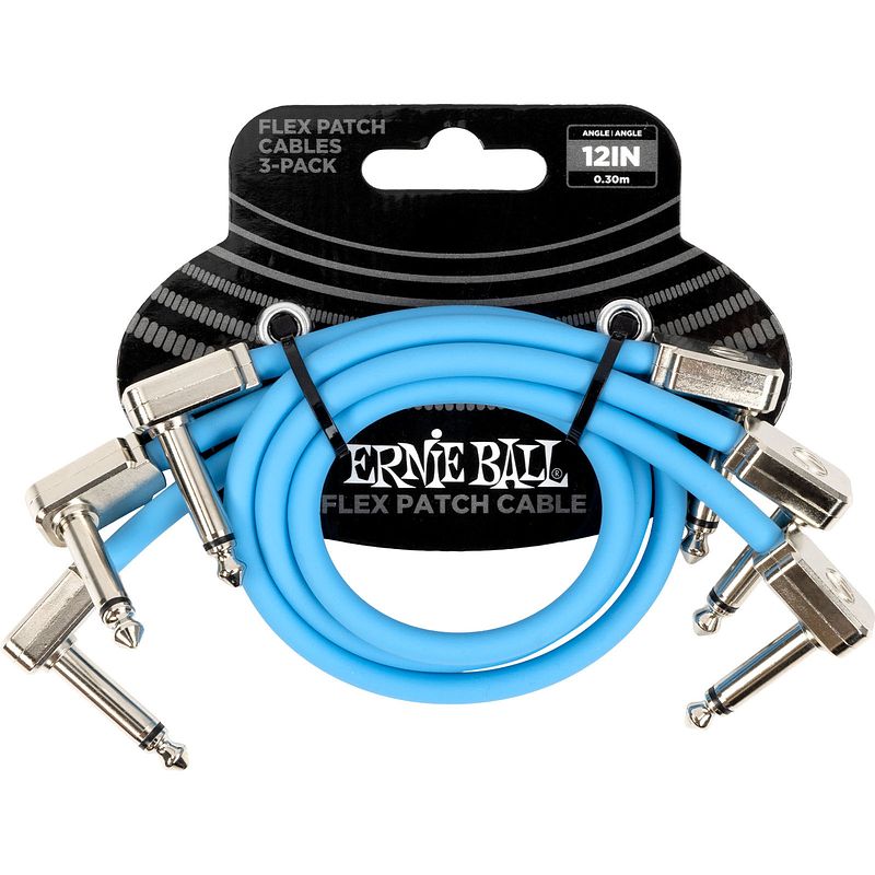 Foto van Ernie ball 6461 flex patch blue 3-pack patchkabels 30 cm (set van 3)