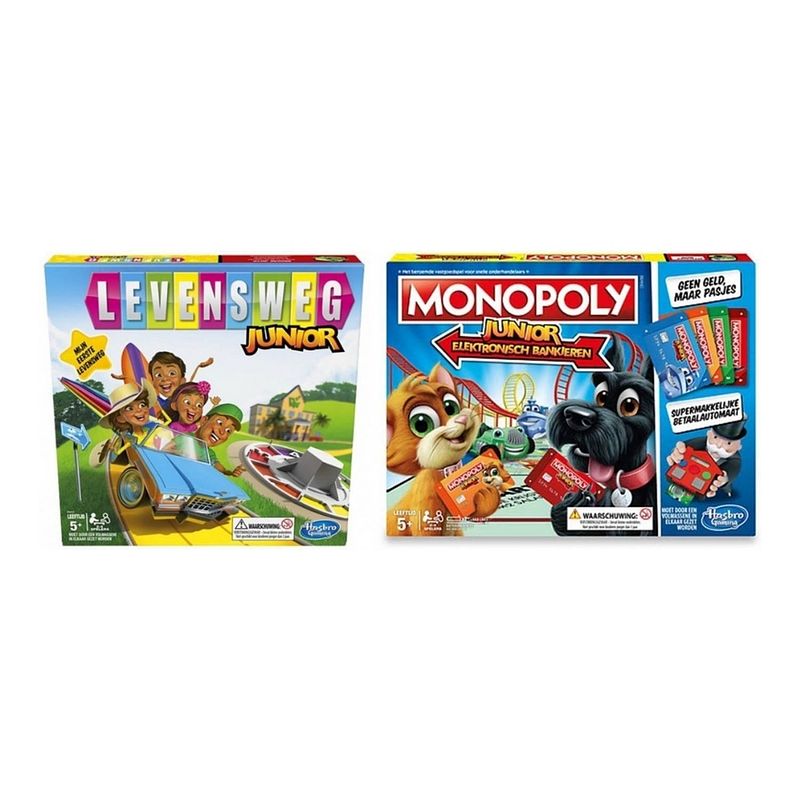 Foto van Spellenbundel - 2 stuks - levensweg junior & monopoly junior elektronisch bankieren