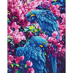 Foto van Blue parrots diamond dotz - 52x42 cm - diamond painting