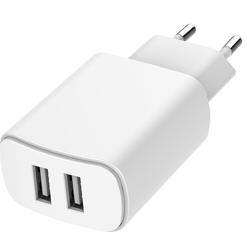 Foto van Xqisit dual telefoonlader travel charger 4.8a usb-a (wit)