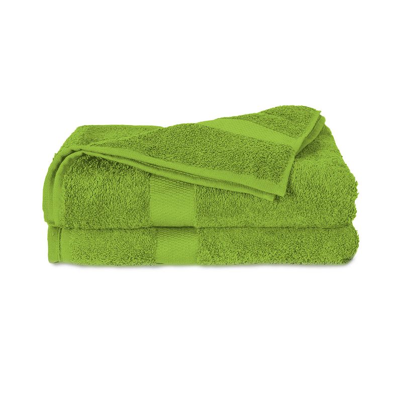 Foto van Twentse damast katoenen 2pack baddoeken - 60x110 - lime