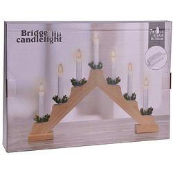 Foto van Christmas decoration kaarsenbrug - 41 x 6 x 29,5 cm - hout -a  7 leds - kerstverlichting figuur