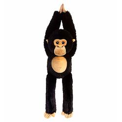 Foto van Keel toys pluche chimpansee aap knuffeldier - zwart/bruin - hangend - 50 cm - knuffel bosdieren