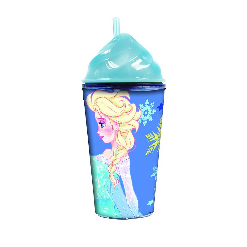 Foto van Giovas drinkbeker met rietje frozen 2 350 ml blauw