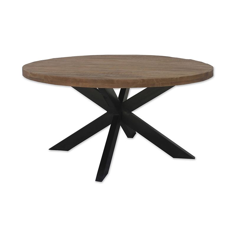 Foto van Brix - eetkamertafel brix rond - 130 cm - mangohout - bruin