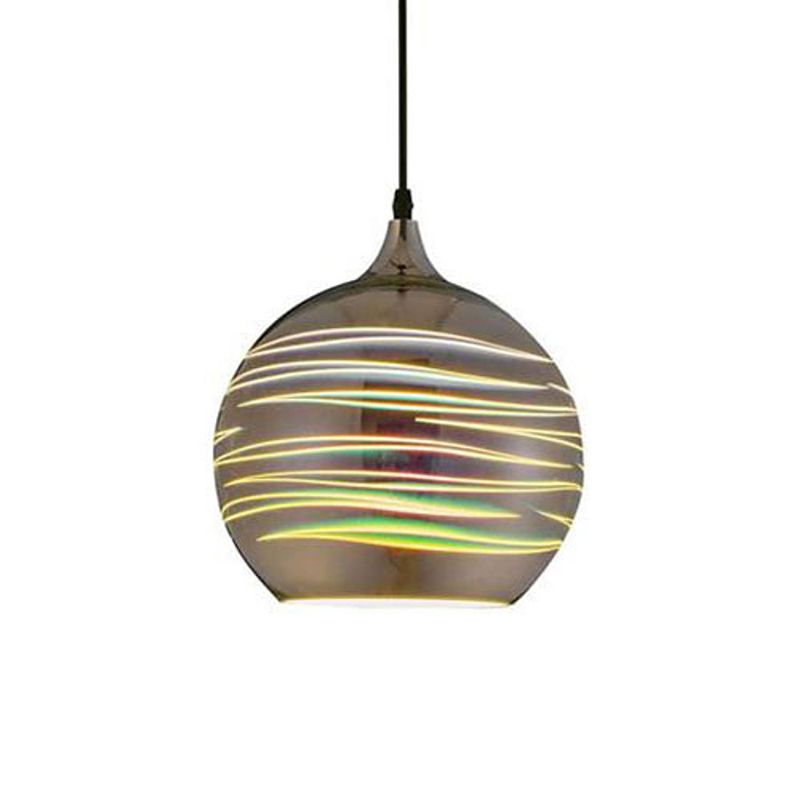 Foto van Led hanglamp 3d - structure - rond - chroom glas - e27