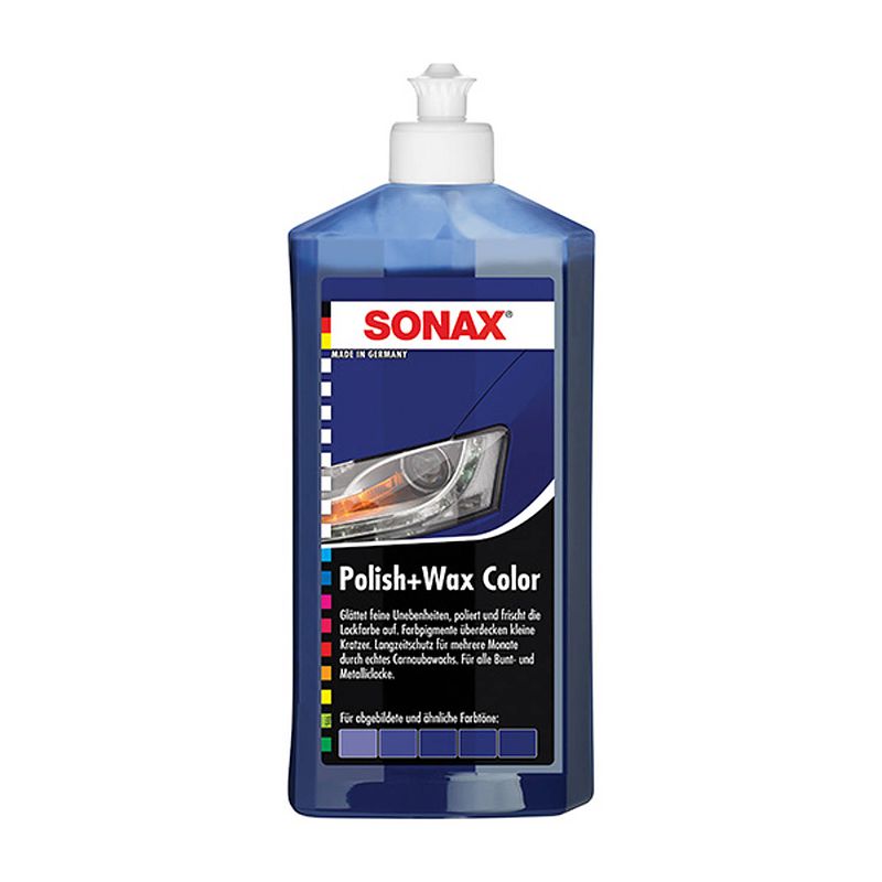 Foto van Sonax poetsmiddel polish&wax color 500 ml blauw