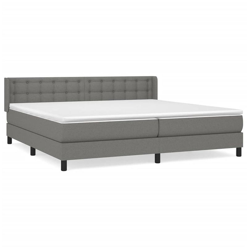 Foto van The living store boxspringbed donkergrijs 203 x 203 x 78/88 cm - pocketvering matras - middelharde ondersteuning