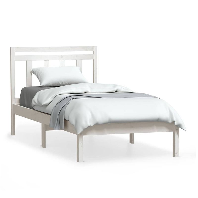 Foto van The living store bedframe - grenenhouten - 90 x 200 cm - wit