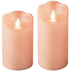 Foto van Lumineo led kaarsen/stompkaarsen - set 2x st - lichtroze - d7,5 cm - led kaarsen