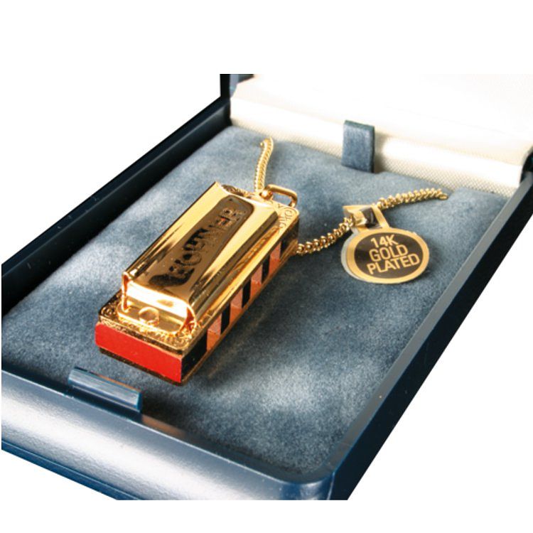 Foto van Hohner little lady verguld met gouden ketting