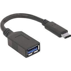 Foto van Manhattan usb-kabel usb 3.2 gen1 (usb 3.0 / usb 3.1 gen1) usb-c stekker, usb-a bus 0.15 m zwart stekker past op beide manieren 355285