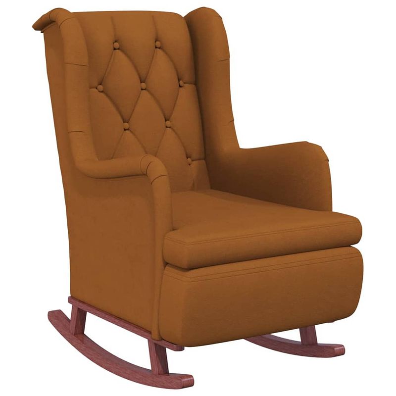 Foto van Vidaxl fauteuil met massief rubberwood schommelpoten fluweel bruin