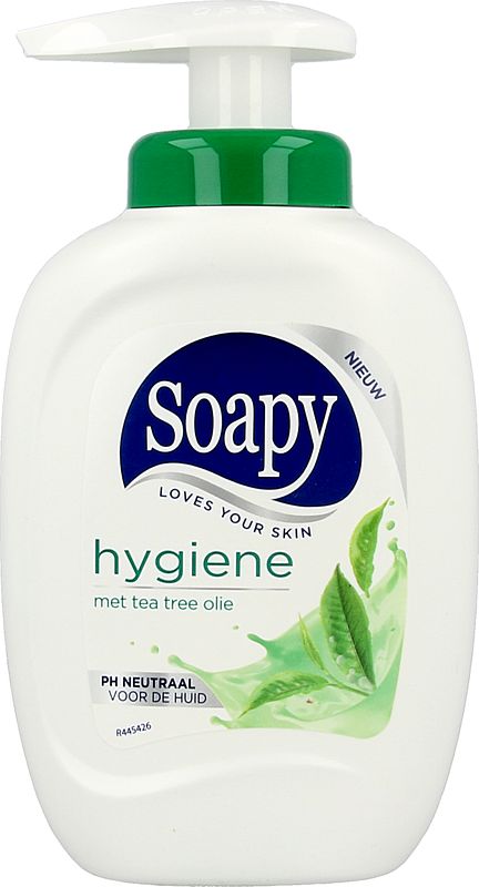 Foto van Soapy vloeibare zeep hygiene pomp