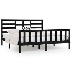 Foto van The living store bedframe grenenhout - 205.5 x 186 x 104 cm - stevige lattenbodem - zwart