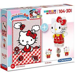 Foto van Clementoni legpuzzel met 3d-model hello kitty junior 104 stukjes