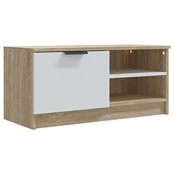 Foto van Vidaxl tv-meubel 80x35x36,5 cm bewerkt hout wit en sonoma eikenkleurig