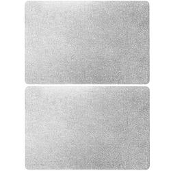 Foto van Set van 6x stuks rechthoekige placemats zilver met glitters 43,5 x 28,5 cm - placemats