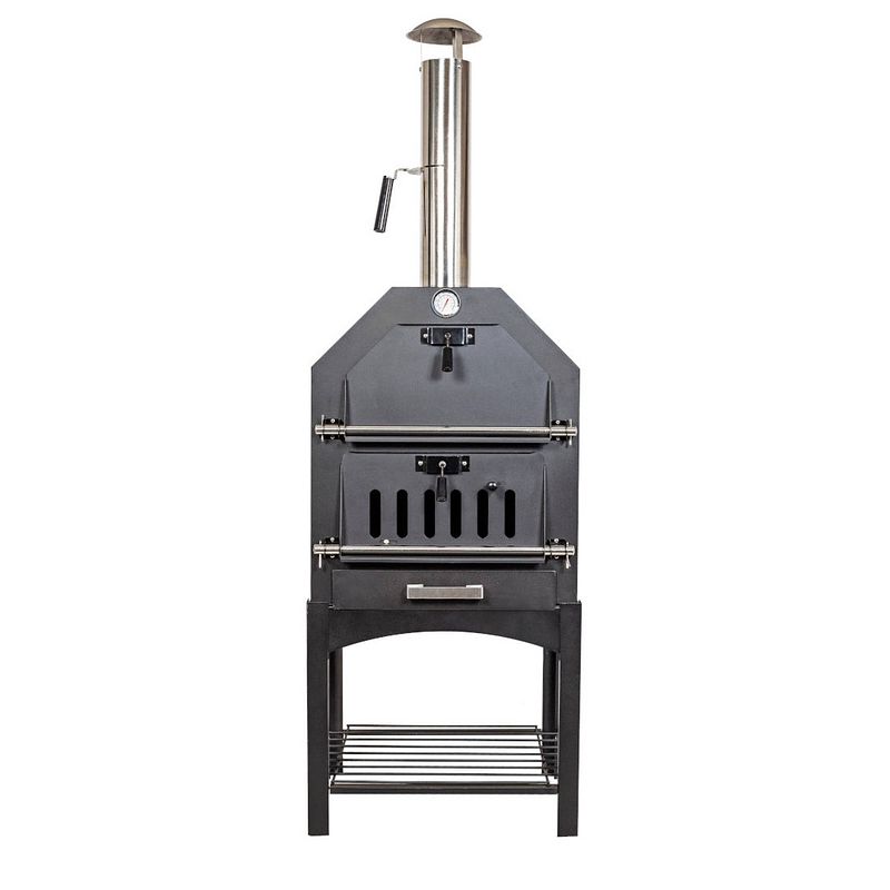 Foto van La hacienda multi- functionele pizza oven - h 163 cm x b 50 x d 37cm - staal - zwart