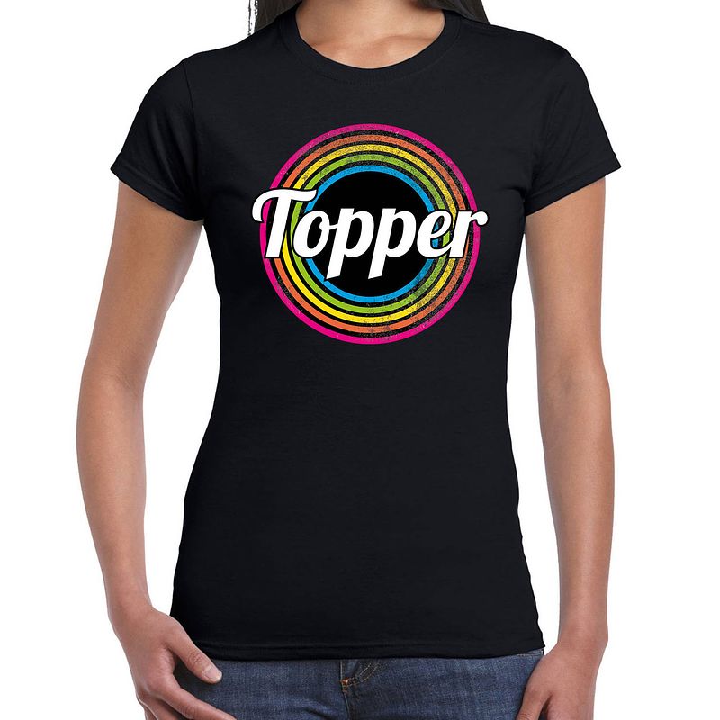 Foto van Topper fan t-shirt zwart voor dames - toppers l - feestshirts