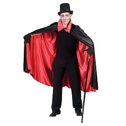 Foto van Funny fashion halloween verkleed cape - zwart/rood - carnaval kostuum/kleding - carnavalskostuums
