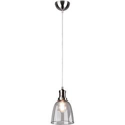 Foto van Led hanglamp - hangverlichting - trion vito - e27 fitting - rond - mat nikkel - aluminium