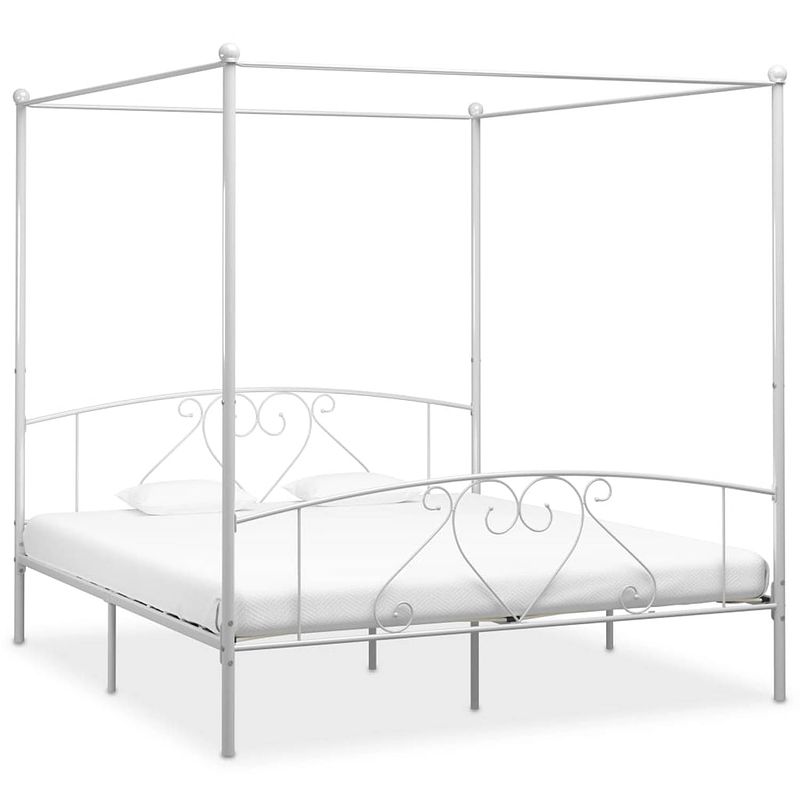 Foto van Vidaxl hemelbedframe metaal wit 200x200 cm