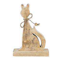 Foto van Clayre & eef decoratie kat 11*3*16 cm bruin hout decoratief figuur