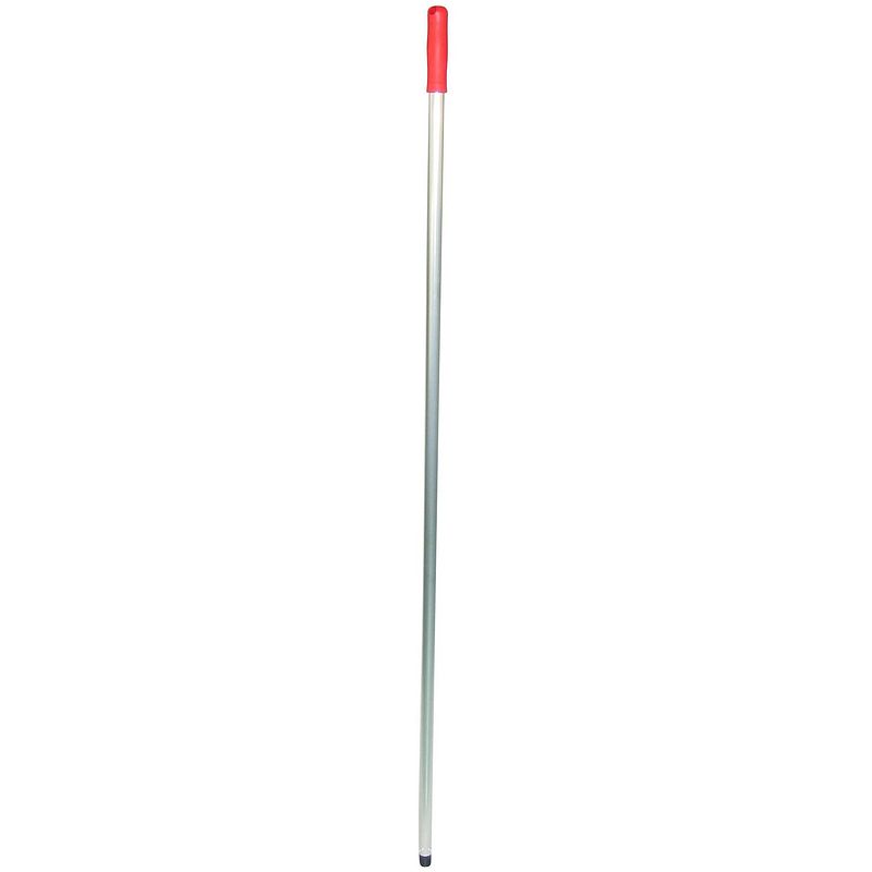 Foto van Universeel bruikbare bezem/vloertrekker/mop steel aluminium - wit/rood - 145 cm - bezem