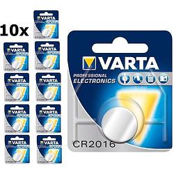 Foto van Varta cr2016 professional electronics 3v 90mah lithium knoopcel - 10 stuks