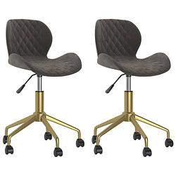 Foto van The living store draaibare eetkamerstoelen - fluweel - donkergrijs/goud - 39 x 51 x (76.5-84.5) cm - 2 stuks