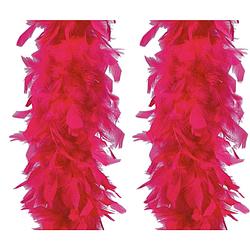 Foto van Carnaval verkleed veren boa - 2 stuks- fuchsia roze - 180 cm - verkleed boa