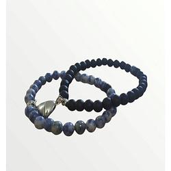 Foto van Armband set met magneet koppel armband blauw - zwart kralen - romantisch cadeau - vriendschap armband