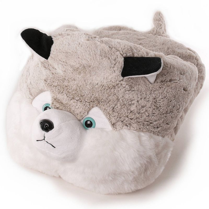 Foto van Grote husky honden voetenwarmer slof voor jongens/meisjes/kinderen - sloffen - kinderen