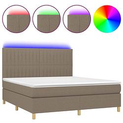 Foto van The living store boxspring - led - pocketvering - huidvriendelijk - taupe - 203x180x118/128cm