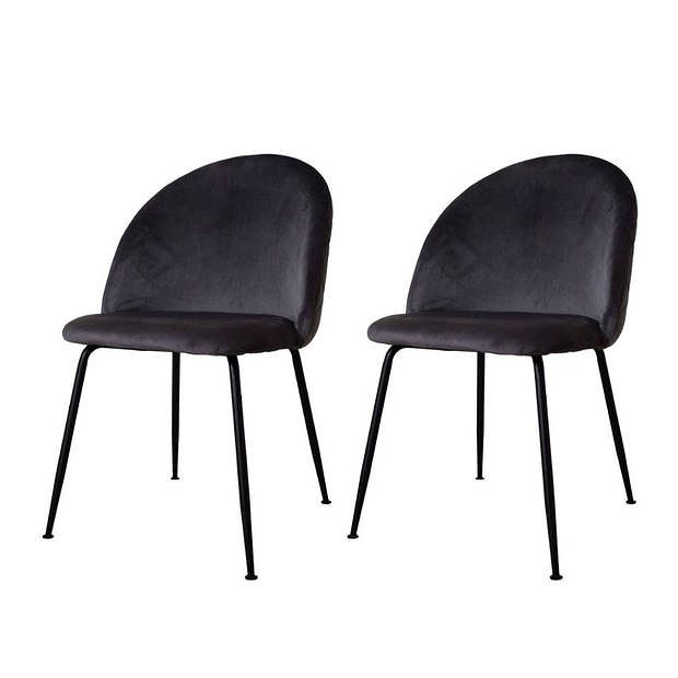 Foto van Set van 2 eetkamerstoelen evie velvet grijs