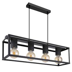 Foto van Industriële hanglamp hagar - l:75cm - e27 - metaal - zwart