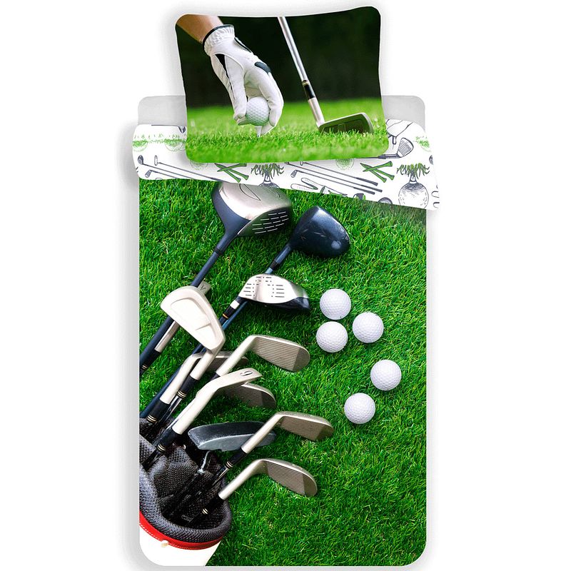 Foto van Sport dekbedovertrek golf - eenpersoons - 140 x 200 cm - groen