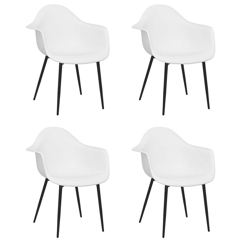 Foto van The living store minimalistische eetkamerstoelen - wit - pp en metaal - 64 x 59 x 84 cm - ergonomisch design