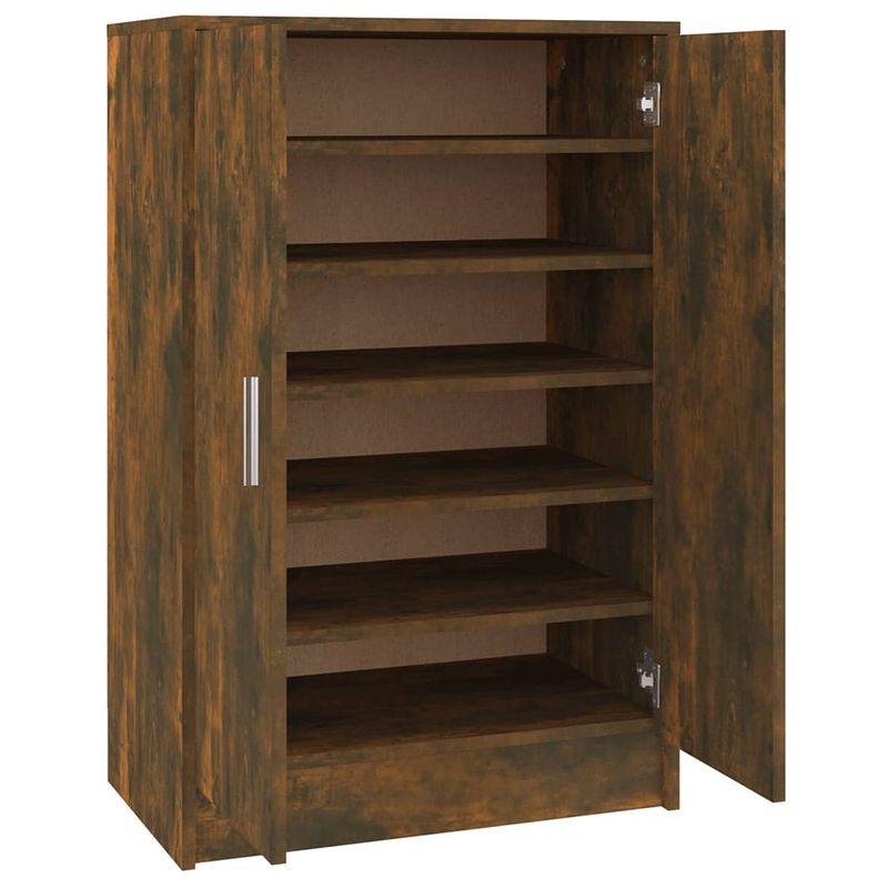 Foto van The living store schoenenkast - gerookt eiken - 60 x 35 x 92 cm - bewerkt hout