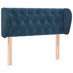 Foto van The living store hoofdeind fluweel - 93 x 23 x 78/88 cm - donkerblauw